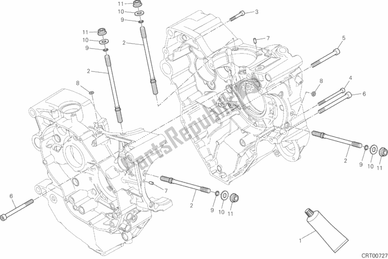 Alle onderdelen voor de 10a - Paar Halve Carters van de Ducati Diavel Xdiavel Sport Pack Brasil 1260 2018